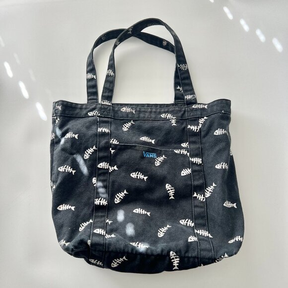 Vans Black Halloween Skeleton Fish Tote Bag - Picture 1 of 9